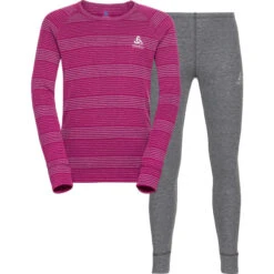 ODLO ACTIVE WARM ECO SET LONG KIDS ODLO STEEL GREY MELANGE/FESTIVAL FUCHSIA 23