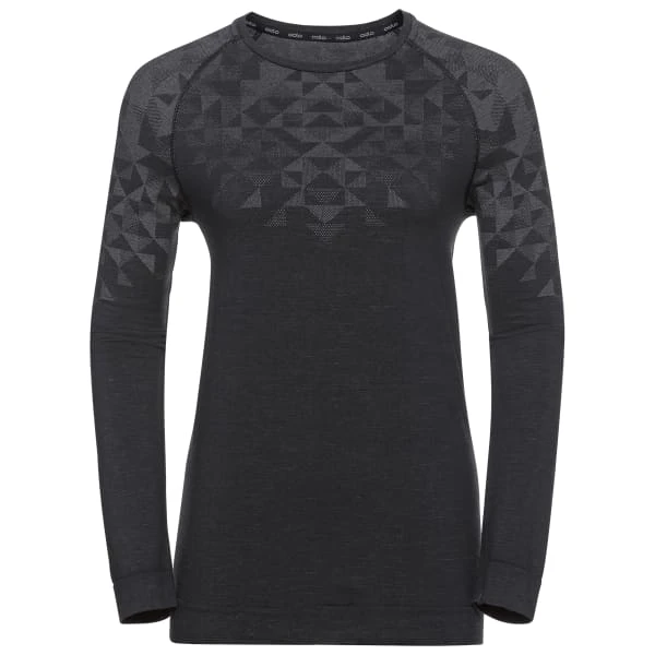 ODLO BL TOP CREW NECK L/S KINSHIP PW 200 W BLACK MELANGE 23