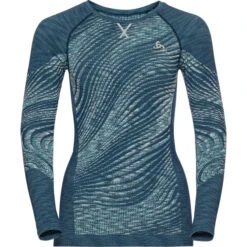 ODLO BLACKCOMB ECO BL TOP CREW NECK L/S W BLUE WING TEAL/SPACE DYE 23