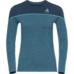 ODLO BL TOP CREW NECK L/S REVELSTOKE PW 150 W BLUE MELANGE/POLYNYA 23