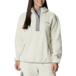 COLUMBIA ECHO HILLS SHERPA HOODIE CHALK LIGHT GREY 23