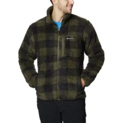 COLUMBIA WINTER PASS M PRINT FLEE OLIVE GREEN CHECK 23