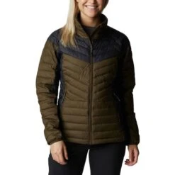 COLUMBIA POWDER LITE BLOCKED II OLIVE GREEN BLACK 23