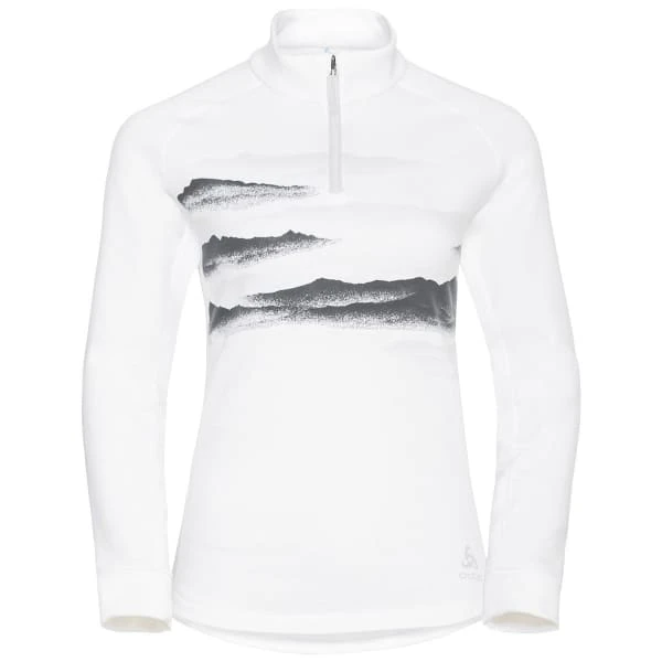 ODLO BERRA GRAPHIC MIDLAYER 1/2 ZIP W WHITE 23